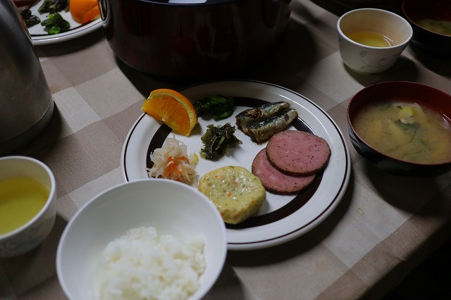 白馬鑓温泉小屋の朝食