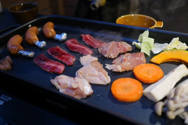 テラスでバーベキュー