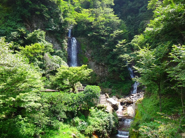 垂玉温泉山口旅館の混浴露天風呂滝の湯の滝