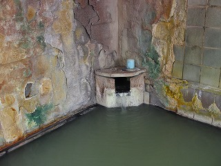 塩原温泉 大出館の混浴の鹿の湯の湯口